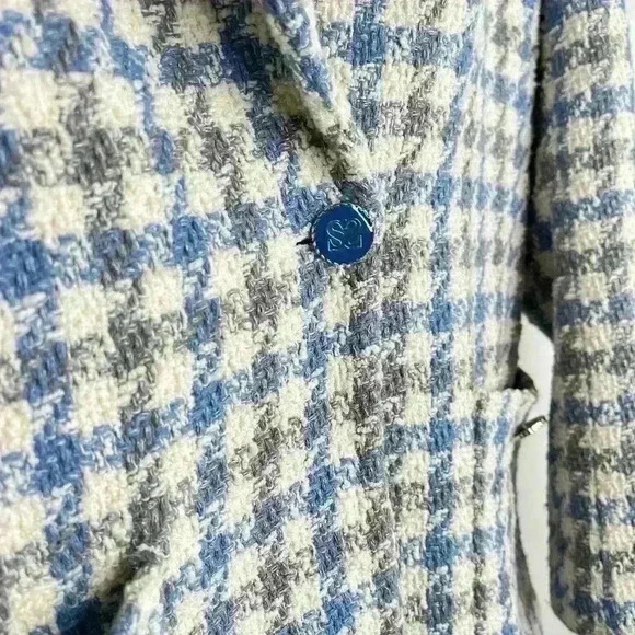 Sandro Paris Caliana Tweed Jacket Blazer Blue Size 12 - Picture 5 of 10